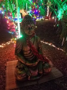 Buddah statue with fairy lights